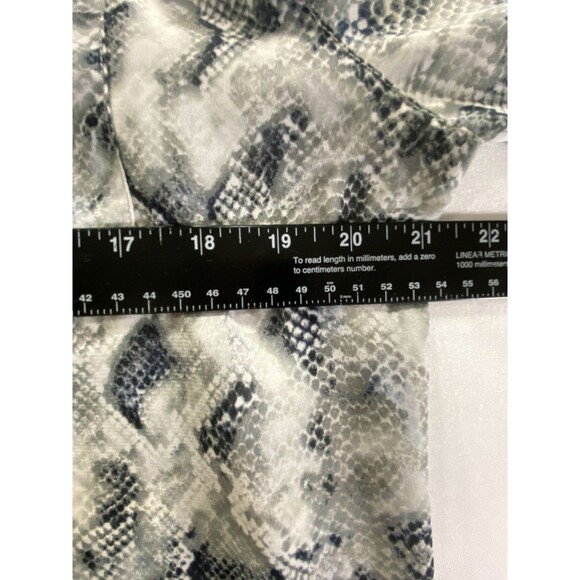 Kardashian Kollection Python Snakeskin Button Up Shirt Blouse Top L Roll Tab - Picture 5 of 6